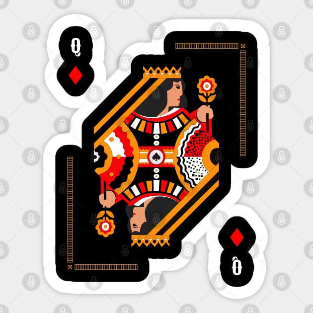 Queen of Diamonds - Poker Card Design Sticker by BB Funny Store